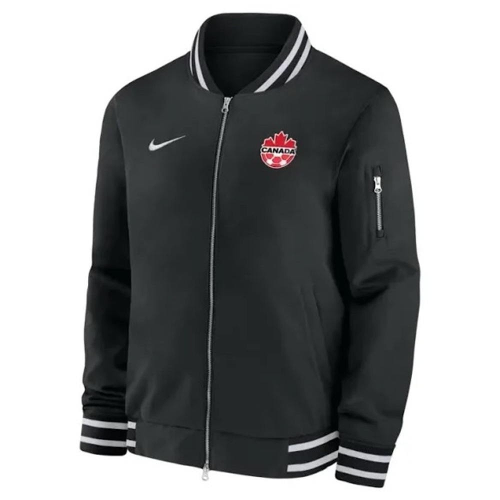 Nike Canada Soccer Team Bomber Jacket Black Men's Sz Medium M62424